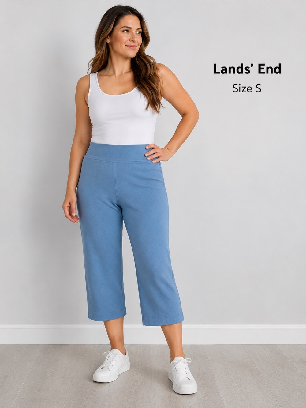 Lands' End light Blue Cropped Pull-On Pants Women's Size S
